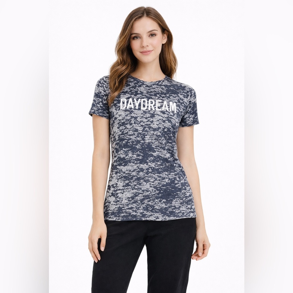 Sundry Daydream Graphic Tee Blue Burnout Short Sleeve Top size 0 XS